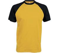 Baseball > Short-Sleeved Two-Tone T-Shirt - Yellow/Black, M, Unisex