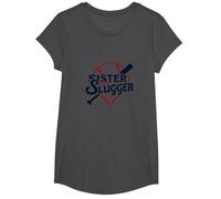Baseball Sister: Sister of a Slugger Vintage Sports Pride T-Shirt, Girls, Dark Heather Grey, Small