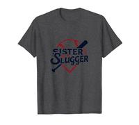 Baseball Sister: Sister of a Slugger Vintage Sports Pride T-Shirt, Men, Dark Heather Grey, S