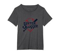 Baseball Sister: Sister of a Slugger Vintage Sports Pride T-Shirt, Women's Plus, Dark Heather Grey, 3X