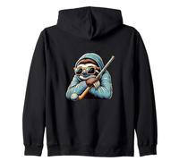 Baseball Sloth Hoodie Sunglasses Bat Chill Zip Hoodie