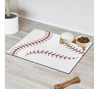 Baseball Softball Laces Pet Feeding Mat for Cat Dog Water Bowl Food Mats Baseball Stitches Pet Feeding Mats Absorbent Nti-Slip Contain Spills Protects Floors Placemat 30.4 x 50.8 cm