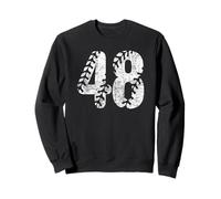 Baseball Softball Mom #48 Number 48 Distressed Laces White Sweatshirt