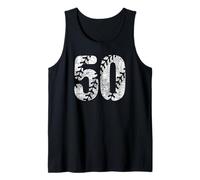 Baseball Softball Mom #50 Number 50 Distressed Laces White Tank Top