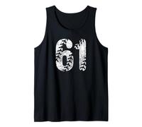 Baseball Softball Mom #61 Number 61 Distressed Laces White Tank Top
