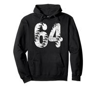 Baseball Softball Mom #64 Number 64 Distressed Laces White Pullover Hoodie
