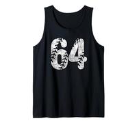 Baseball Softball Mom #64 Number 64 Distressed Laces White Tank Top