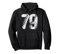 Baseball Softball Mom #79 Number 79 Distressed Laces White Pullover Hoodie