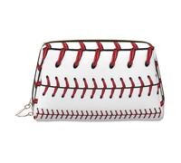 Baseball Softball Red Laces Print Makeup Bag, Cosmetic Bag,Women Pu Leather Cosmetic Bags with Wrist Strap Travel Toiletry Pouch Makeup Bag