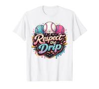 Baseball Softball Respect the Drip Trendy Style Value Graphic T-Shirt, Men, White, S