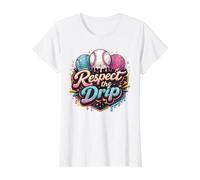 Baseball Softball Respect the Drip Trendy Style Value Graphic T-Shirt, Women, White, L