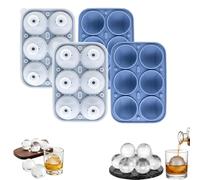 Baseball Sphere Ice Cube Mould, 3D Large Baseball Silicone Fun Shapes Whiskey Ice Mold, Round Ice Cube Tray with Pure Silicone Lid for Men Women Cocktails, Bourbon, Brandy, Whiskey (Blue, 2pcs)