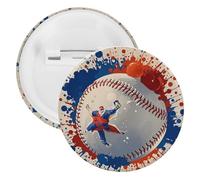 Baseball Splatter Style Badge Metal Round Pins, Lightweight Brooch for Backpack, Fashion Button Pins Badge for Shirts, Jackets, Shawl Coat, Unisex, 12PCS, Tinplate, metal round pins
