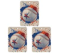Baseball Splatter Style Car Air Freshener, 3 Pcs Square Hanging Air Freshener Cards, Long Lasting Fragrance Scented Cards for Car, Home, Office White-style