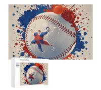Baseball Splatter Style Puzzle for Adults Wooden Jigsaw Puzzle for Mother's Day Premium Puzzle with Unique Art Design Challenging Brain Teaser Birthday Gift for All Ages 1000 PCS