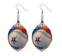 Baseball Splatter Style Wooden Earrings for Women, Vintage Elegant Wood Jewelry, Lightweight Earrings for Wedding, Party, Everyday Jewelry Gift, Apricot shaped, Wood, wood
