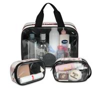 Baseball Sport Travel Makeup Bag for Women Men, Baseball Logo Translucent Cosmetic Bags 3 Pcs Large Shower Wash Pouch Toiletry Cosmetic Toiletries Organizer