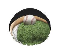 Baseball Sports Field Double Layer Waterproof Shower Cap, Extra Large Soft Elastic Band, Reusable Bath Cap For Women Men,Full Print Design