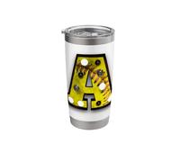Baseball Stitch Letter A Bulb Lit Alphabet Art Design Stainless Steel Insulated Tumbler