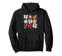 Baseball Themed Illustrations with Hotdog and Popcorn Pullover Hoodie