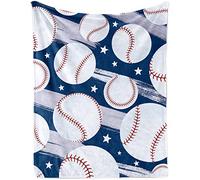 Baseball Throw Blanket Gifts for Boys, Blue Baseball Soft Cozy Plush Flannel Blanket for Kids Bedroom, 100 x 130 cm Baseball Sport Fleece Fluffy Blanket with Stars for Toddler Couch Bed Sofa Decor