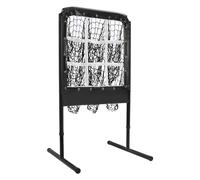 Baseball Throwing Net 9 Hole Pitching Target Practice Screen Black Foldable Strike Zone Training Net for Backyard Indoor Outdoor Pitcher Fielding Rebounder Frame Stand Carry Bag