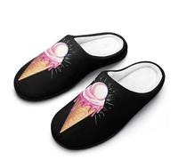 Baseball Top Ice-cream Cotton Slipper Anti-Skid Comfortable Cozy Plush Slippers Indoor House Closed Toe Shoes 7-8（39-40