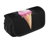Baseball Top Ice-Cream Portable Pen Case Double Layered Large Capacity Exquisite Pencil Case for Officce