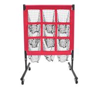 Baseball Training Net with 9 Hole Pitching Target - Adjustable Height Strike Zone Practice Net for Golf & Baseball - Portable Iron Frame & Polyester Mesh Pitching Trainer for Garden - Red