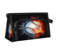 Baseball Travel Toiletry Bag for Women Men Girls Boys Baseball Water Fire Multifunctional Makeup Pouch Bag Wash Toiletries Cosmetic Organizer Shower Bag