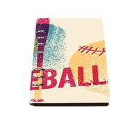 Baseball Typographical Vintage Grunge Notebook A5, Pu Leather Notebooks, Lined Paper Meeting Notebook 180Pages/90Sheets, Note Book A5 for Study, Workbooks for Men, Revision Supplies Journal Diary