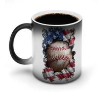 Baseball U.S. Flag Cute Ceramic Coffee Mug Heat Sensitive Color Changing Cups for Office Home