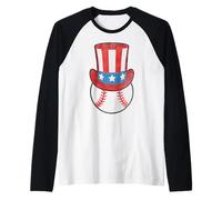 Baseball Uncle Sam Hat Cool 4th Of July USA Flag Umpire Tee Raglan Baseball Tee