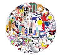 Baseball Vinyl Stickers Pack for Laptop Water Bottle Journal Skateboard, Sports Team Logo Stickers Waterproof Aesthetic Decals for Teens Boys Adults (50pcs)