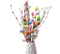 Baseballbat 26Pcs 40cm Artificial Easter Spray Vine With Colorful Eggs and Fan-shaped Easter Eggs Decorative Spring Floral Stems Twig Branches for Floral Arrangement Centerpiece Wreath Decoration