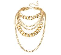 Baseballbat Chunky Gold Necklaces for Women Layered Necklaces Stack Punk Cuban Link Chain 80s Hip Hop Accessories Rapper Costume Outfit Statement Collar Gold Chain