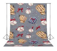 Baseballs Baseball Gloves Photo Backdrop Polyethylene Studio Background for Photography Video Broadcast Photoshoot
