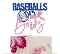 Baseballs or Bows Cake Topper, Boy or Girl, He or She, Welcome Sweet Baby, Sport Coquette Themed Baby Shower Gender Reveal Party Decorations Supplies