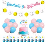 Baseballs or Softballs Gender Reveal Decorations Baseballs or Softballs Banner Garland Cake Toppers Ball Sports Baby Shower Decoration Pink Or Blue Boy Or Girl It’s A Girl It’s A Boy Party Supplies