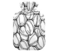 Baseballs Pattern Hot Cold Water Bottle with Fleece Cover PVC Hot Water Bag 2 Liter