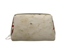 (Baseballs) Print Pu Leather Makeup Bag with Zipper Pocket Compact Organizer for Travel/Purse