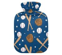 Baseballs Stars Blue Hot Water Bottle with Soft Cover Feet and Bed Warmer Warm Water Heat Bottles for Menstrual Cramps Pain Relief