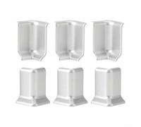Baseboard Corner Trim ABS Wall Skirting Corner Block Set for 5.4 cm Baseboard, Interior Moulding Corner Piece with Inside and Outside Floor Trim, for Easy(S Silver)