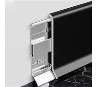 Baseboard Trim Decorative Skirting Strip For Office/Interior/Living Room, Waterproof Rodapies Para Piso Easy To Clean, Aluminum Alloy Skirting Molding Wall Base Trim(Black,21 pc x H 6cm/2.4in)