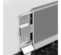 Baseboard Trim Decorative Skirting Strip For Office/Interior/Living Room, Waterproof Rodapies Para Piso Easy To Clean, Aluminum Alloy Skirting Molding Wall Base Trim(Gray,21 pc x H 6cm/2.4in)
