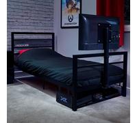 Basecamp TV Gaming Bed with Rotating Mount Storage and Cable Management Single