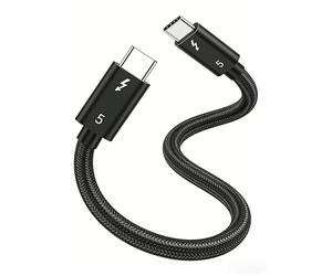 basecolors 2 Pack Short usbc Cable for Thunderbolt 5 Cable, 0.3M, 240W Charging, 80Gbps Data Transfer, Up to 120Gbps Bandwidth, 8K/4K Displays, for iPhone 17/16, MacBook, and More