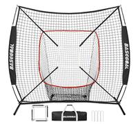 BaseGoal 6'×6' Baseball Softball Practice Net,Baseball Backstop,for Hitting Pitching Batting Catching with Bow Frame,Bonus Strike Zone,Target