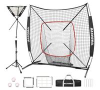 BaseGoal 6'×6' Baseball Softball Practice Net,Baseball Backstop,with Batting Tee,Ball Caddy,for Hitting Pitching Batting Catching with Bow Frame,Bonus Strike Zone,Target,Portable and Foldable