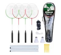 Baseline Badminton Racket Set, Racquets and Shuttlecocks, 4 Player with Net and Poles, Complete Set